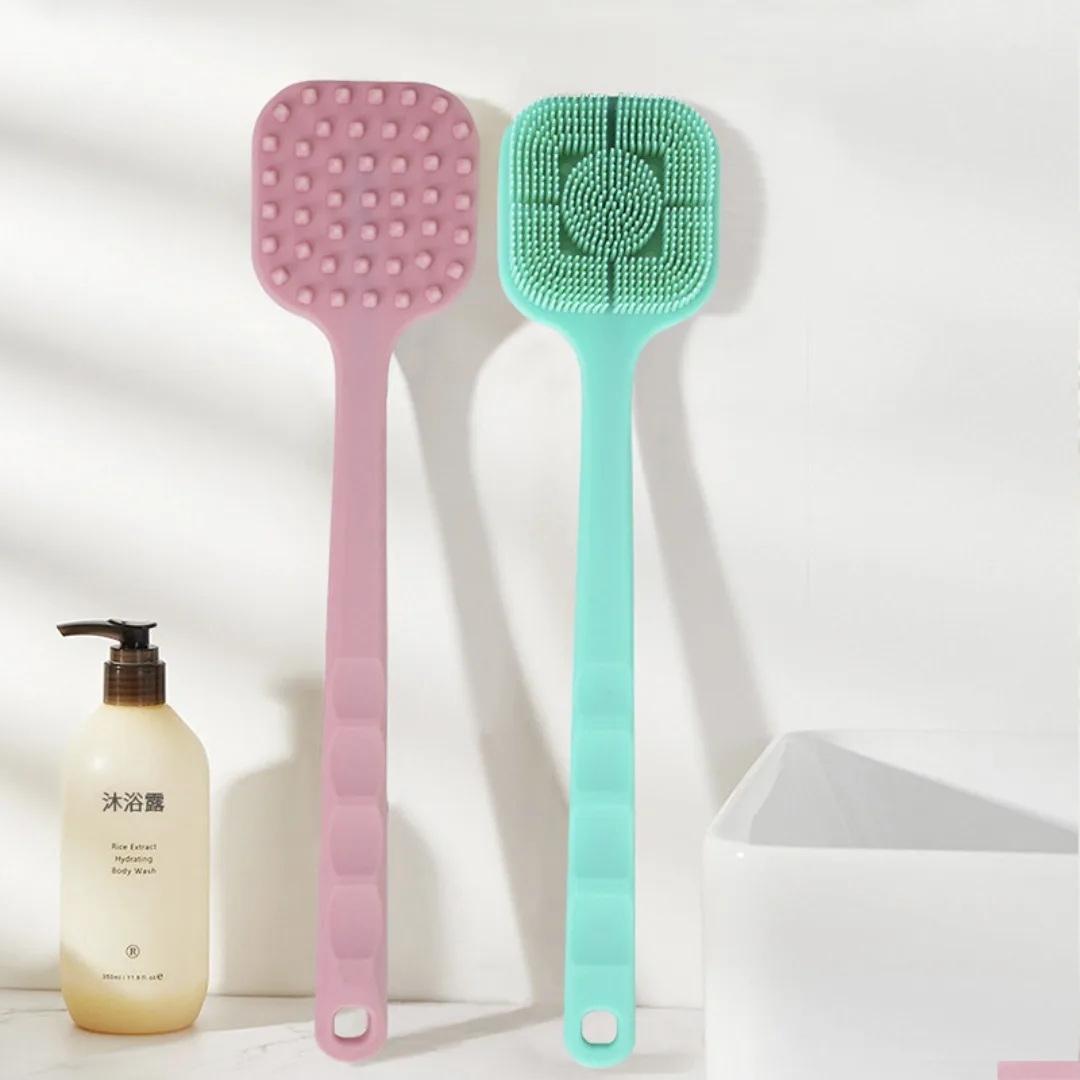 

Bath Soft Back Scrubber Brush Bath Shower Scrubbing Brush with Handle Exfoliating Silicone Body Scrub Skin Massager Bath Shower