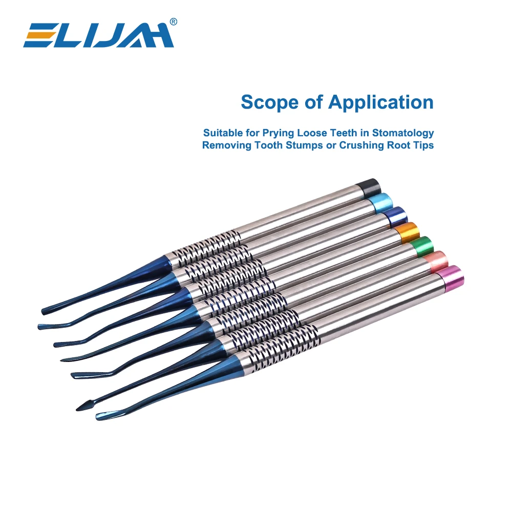 7PCS Dental Extraction Tools Kit Titanium Alloy Tooth Elevator Set for Implant Surgery Periotome Luxating Instrument for Dentist