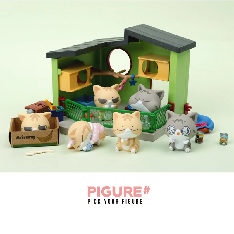 Original 아리랑은고양이들 Figurines Popular Brand Cute Kitten Figure Kawaii Cat Blind Box Collection Toy Kitty Figure Girl Birthday Gift