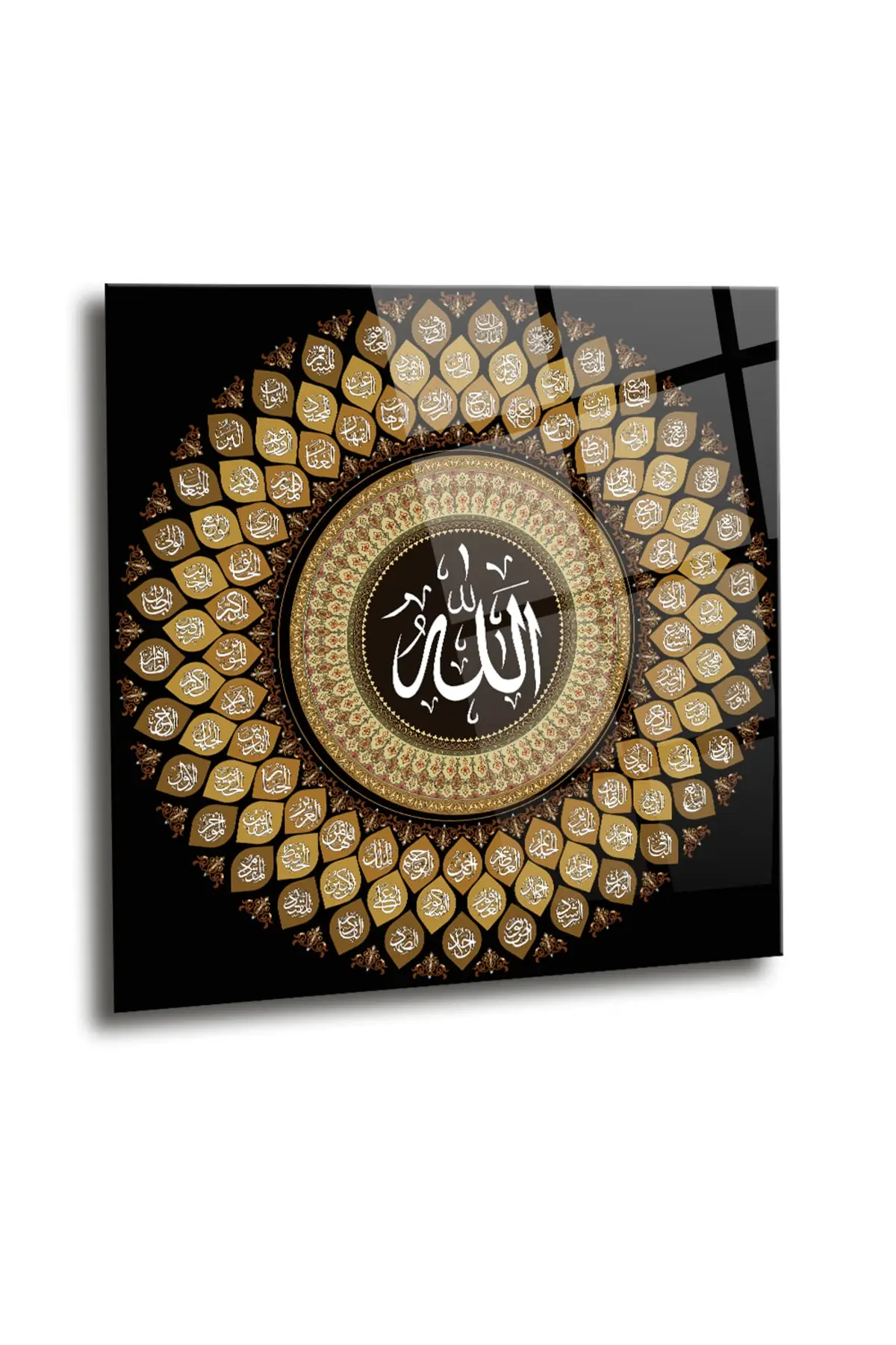 

DOLBOVI Esma ul husna glass table, religious wall decoration, home decoration, islamic wall table