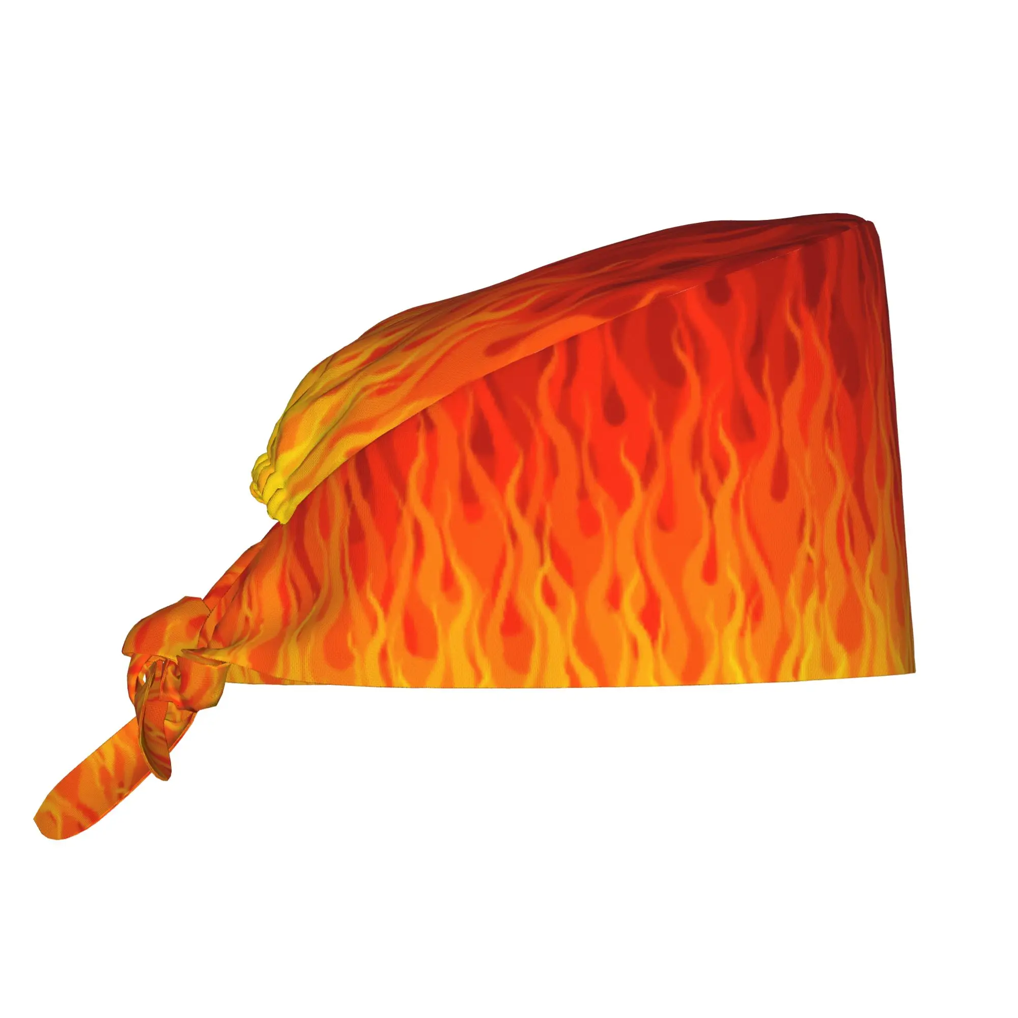 Red Orange Yellow Burning Flames and Fire Cleaning Working Cap Comfortable Unisex  Scrub Cap Surgicals Hat Nurse Scrub Hat Nurse