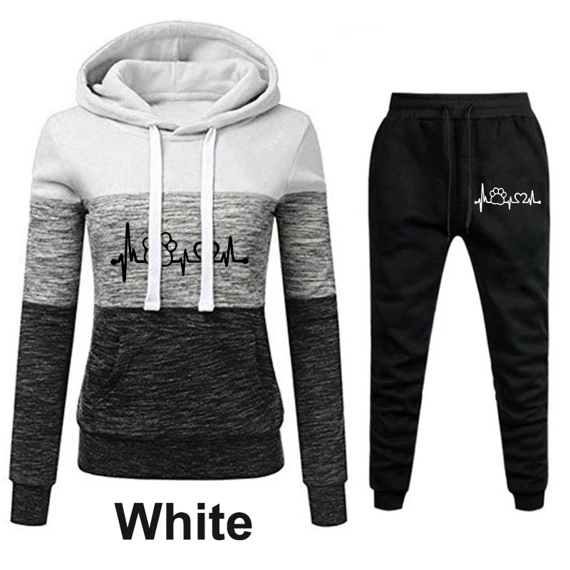 2024 Newest Casual Women\'s Tricolor Hoodie Suit Outdoor Sweatshirts Pants Sets Jogging Suit Sports Tracksuits Plus size S-4XL