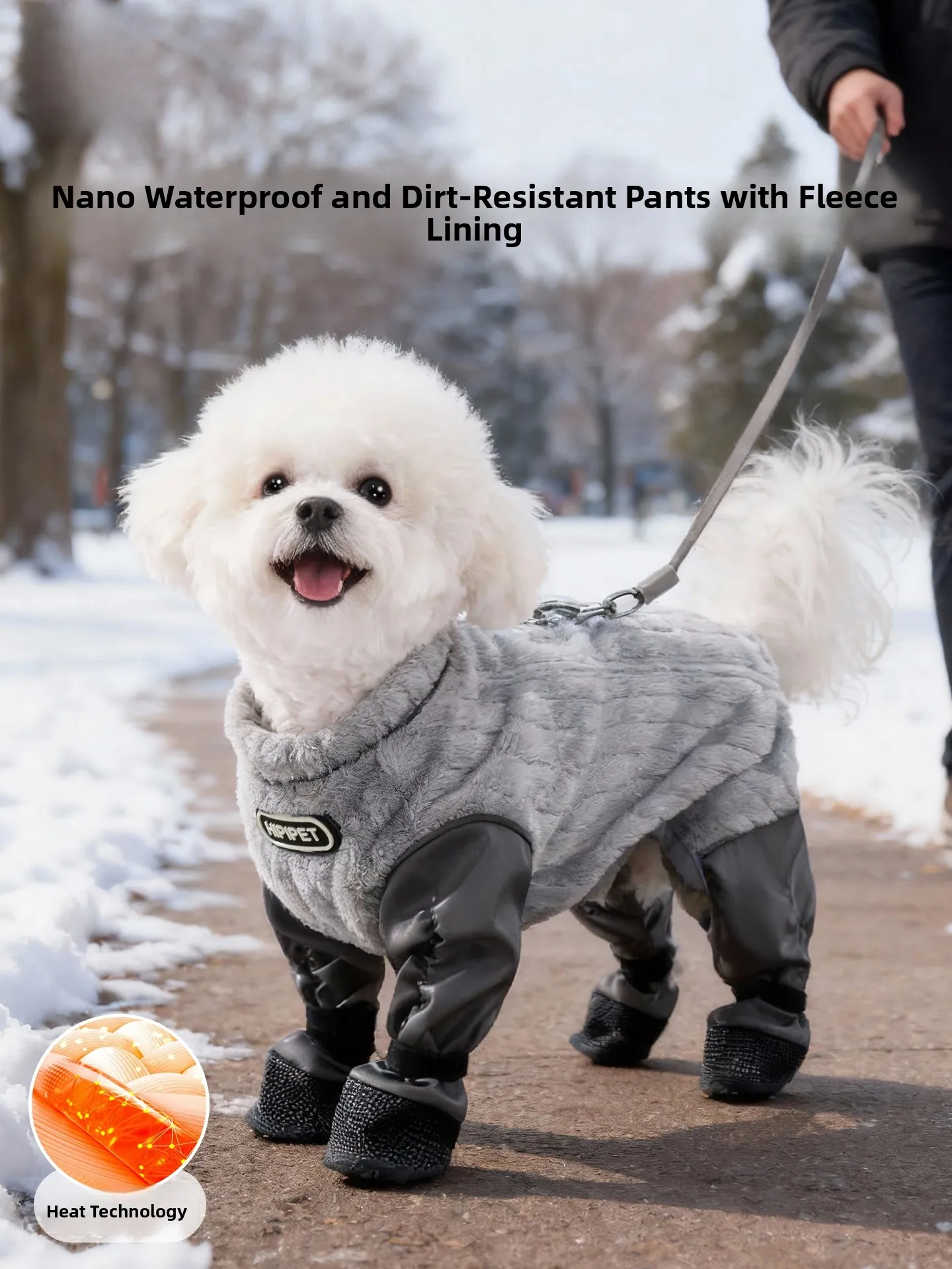 

Водонепроницаемый зимний комбинезон на четырех лапах для маленьких собак: Тедди, Бишон. Защита от грязи для прогулок. Hipidog.