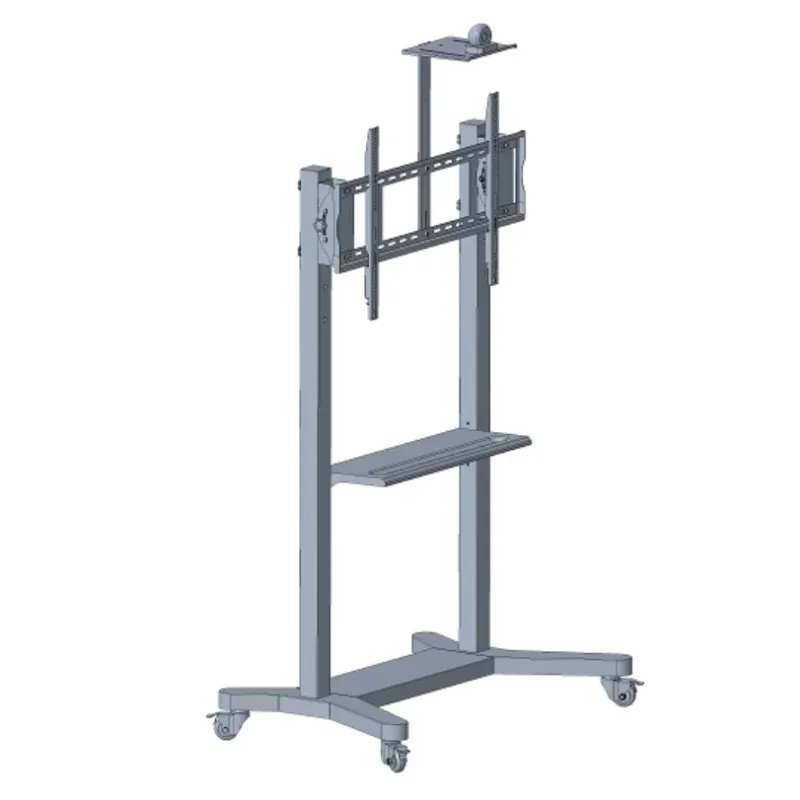 

2026 Adjustable 65 Inch Aluminum Mobile TV Stand LCD Floor Display Moving Cart For TV Screen/IFPD Display Racks