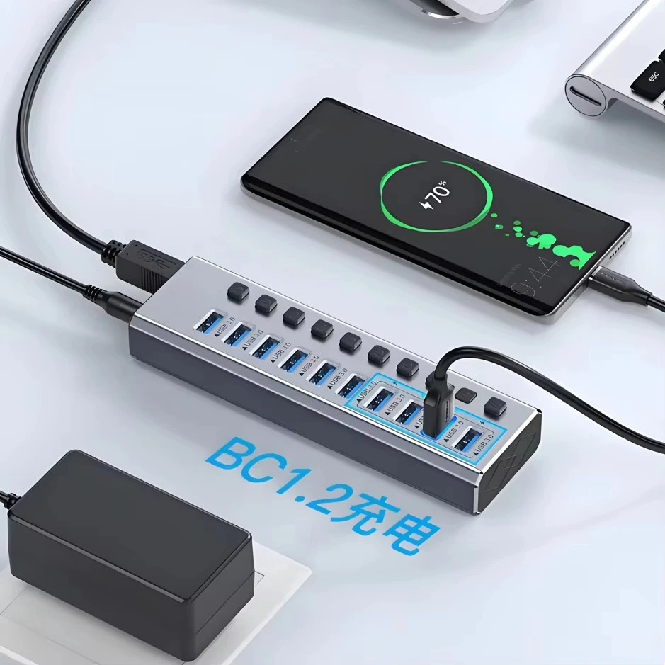 hub-usb-30-mindpure-power-powered-a-10-porte-adattatore-industriale-multi-porta-con-interruttore-di-alimentazione-indipendente-alimentatore-12v