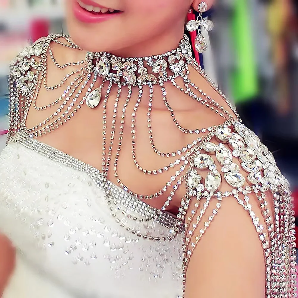 Bridal Chain Tassel Shoulder Strap Bride Beads Jewelry Crystal Accessories Wedding Necklace Jewerly