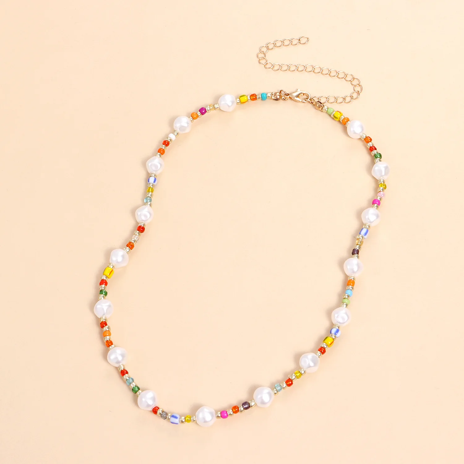 New Trend Colorful Bead Pearl Necklace buckle Flowers Strand Beaded Choker Gift For Women Cute Pendant Jewelry