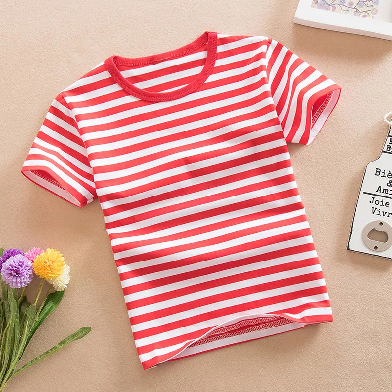

Free Shipping Children's Clothing Summer Boy's Shorts Sleeves T-shirt Kids O-Neck Striped T Shirt Boys Clothes 3-14 Years