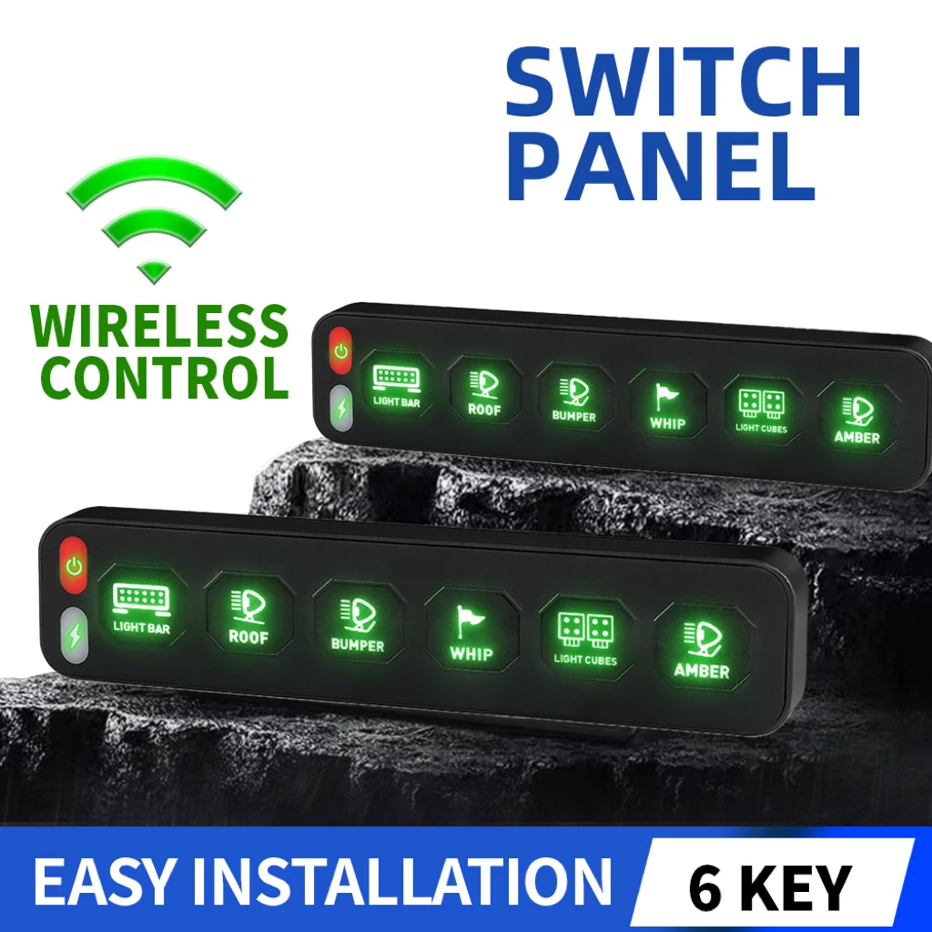 UNISHINE Universal LED Wireless 6 Gang Switch Panel Auxiliary IP68 für Autos LKWs Boote Kfz-Beleuchtungssystem 12 V 24 V