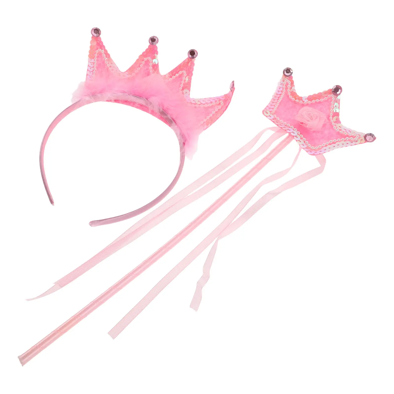 Princess Crown and Wand Set for Girls – Comfortable Skin-Friendly Tiara Headband for Dress-Up, Role Play & Party Fun
