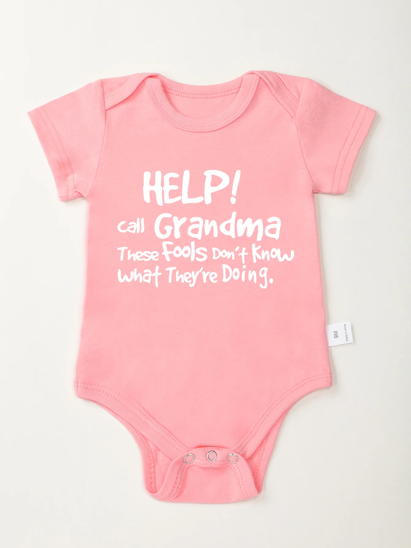 Cute Infant Newborn Short Sleeve Help Call Grandma Letter Printing Toddler Rompers Jumpsuit Fashion Baby Boy Girl Bodysuit