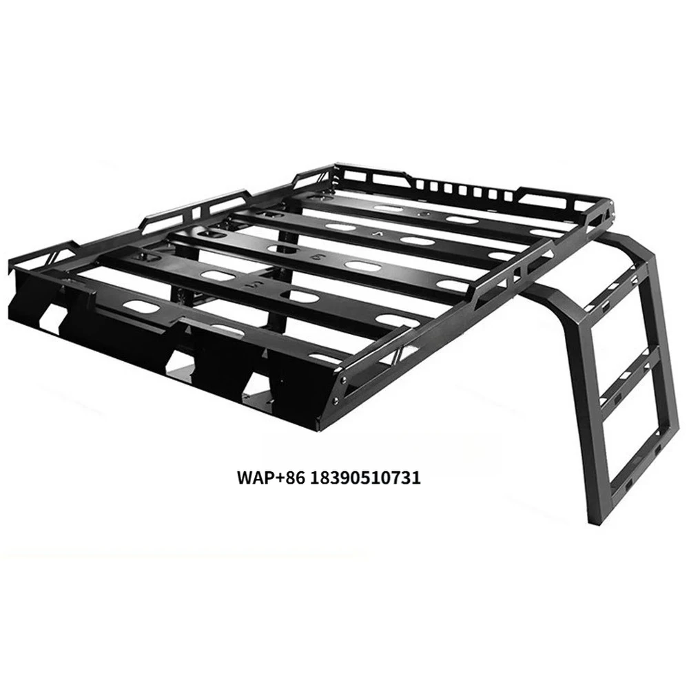 

Customized Heavy-Duty Steel Flat Overland Ladder LED Lights Top Carrier Bar SUV Storage Luggage Roof Rack for Wrangle JK