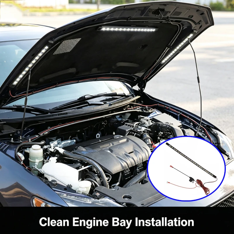Universal Under Hood Engine Repair White LED Light Bar with Auto On/Off Switch Control Car SUV Pickup Offroad Repair Any Vehicle