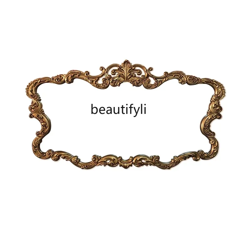 SS NewEuropean retro vanity mirror wall-mounted background wall decorative mirror French light luxury desktop bathroom mirror