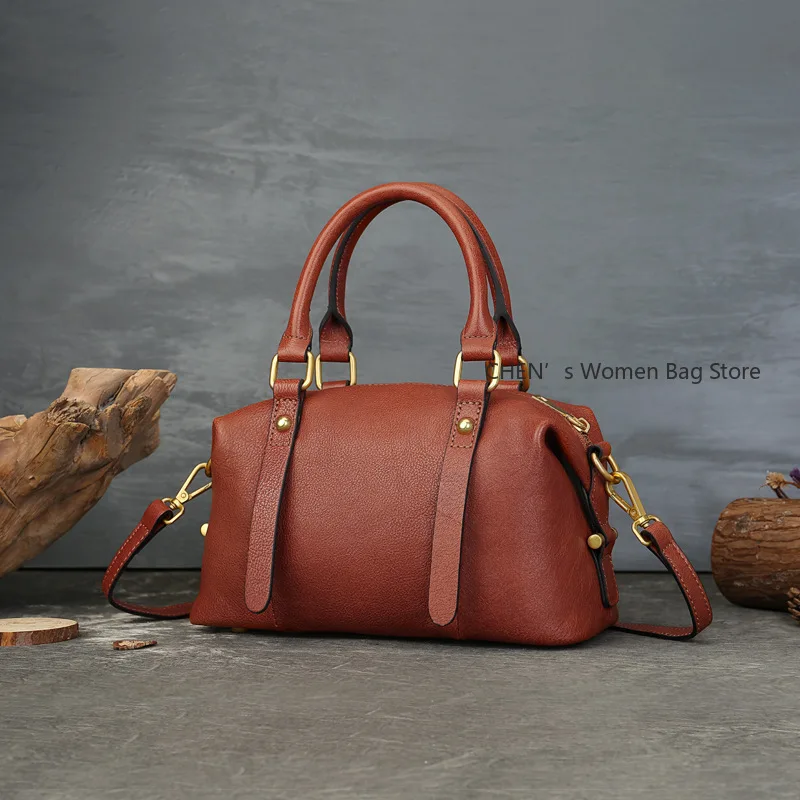 

Women's Handbag 2025 New Genuine Leather Retro Large Capacity Pillow Bag Commuting Versatile Cowhide Shoulder Bags