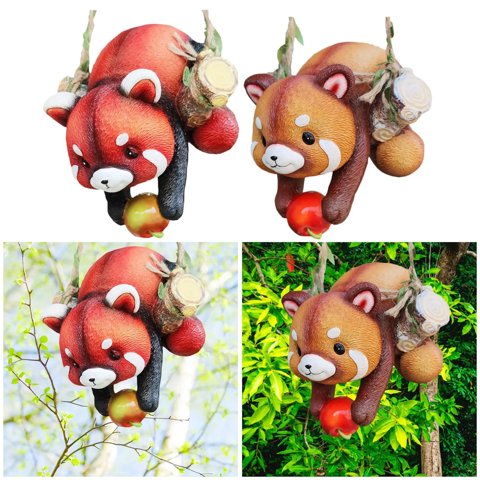 

Lesser Panda Figurine Outdoor Tree Ornament Ornament Resin Sculpture Hanging Garden Statue for Lawn Porch Yard Backyard Friends