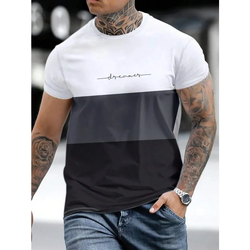 

3D Print Cool Dreamer T Shirt For Men Colorful Stripes Pattern Tees Summer O-Neck Short Sleeve Tops Casual Street Loose T-shirts