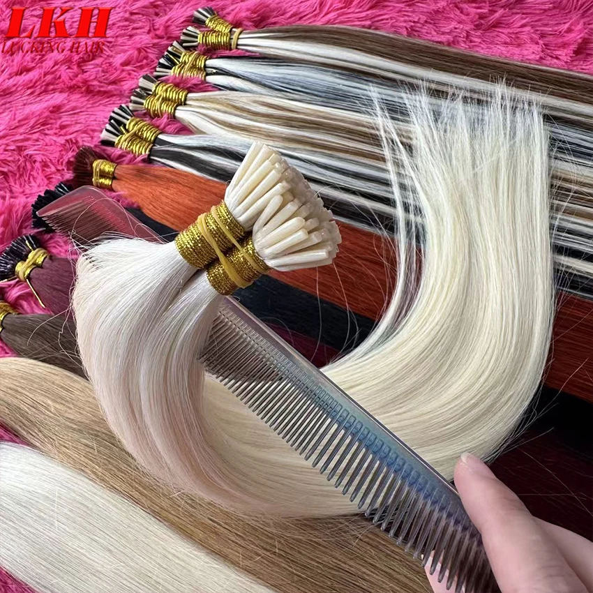 I تلميح الشعر التمديد شعر طبيعي مفرود التمديد 0.8 جرام/1 جرام/حبلا 50 قطعة/مجموعة كبسولة الكيراتين الانصهار الطبيعي وصلة إطالة شعر طبيعي