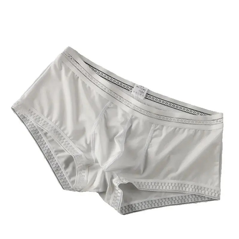 Intimo di seta di ghiaccio da uomo Sexy U convesso Pouch Boxer traslucido senza cuciture estate fresco traspirante sottile Slip Homme mutande