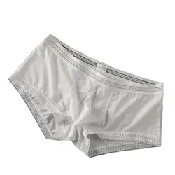 Ice Silk Underwear Men Sexy U Convex Pouch Boxer Translucent Seamless Summer Cool Breathable Thin Slip Homme Underpants