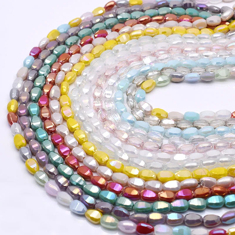 6X9mm Kristall Glas Perlen Facettiert Wasser tropfen Lose Spacer Glas Perlen Für Schmuck Machen DIY Ohrring Armband