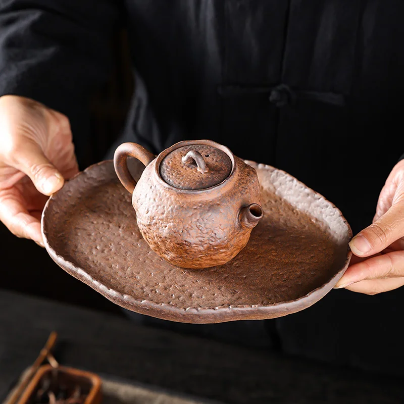 Raw ore rough pottery tea pot, handmade tea set, single pot, 120cc small tea pot