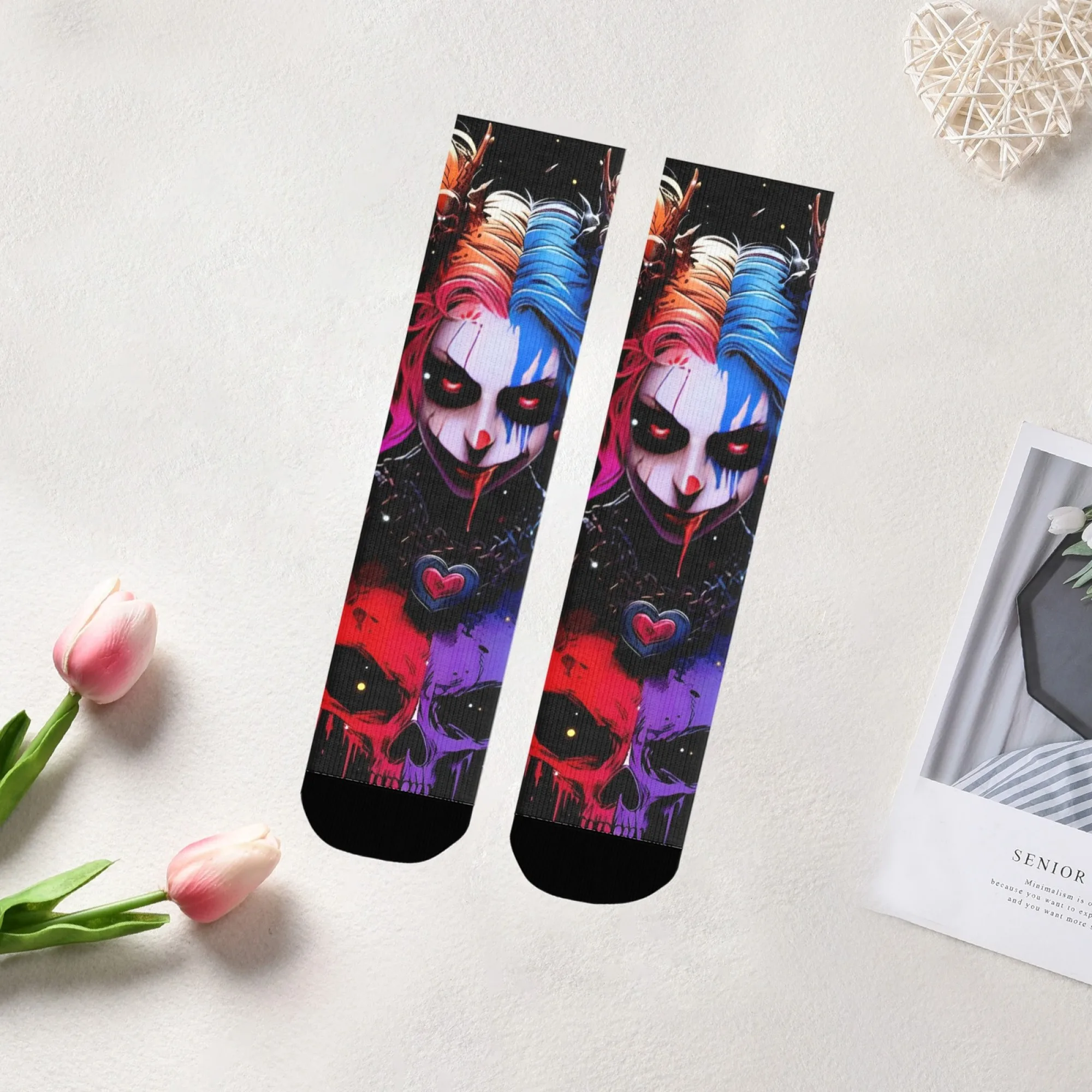 

Готические носки для девочек, уличные носки с рисунком черепа и крови, винтажные повседневные носки в стиле темного искусства для мужчин и женщин, модные носки