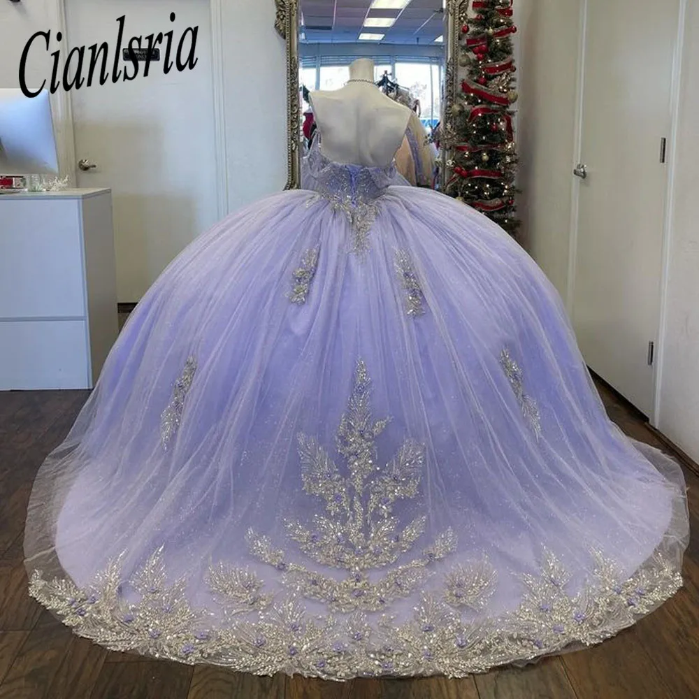 Vestidos De Quinceañera De princesa Lila, apliques florales, corsé con cordones, hombros descubiertos, 15 Años, 2024