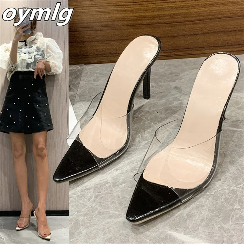 Fashion high heel sandals female fish mouth pointed high heels large size stiletto sexy transparent sandals open toe shoes