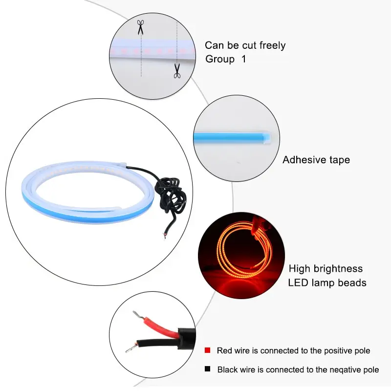 LED Car Hood Atmosphere Light Strip Waterproof Exterior Decoration Ambient Lamp for Headlights Customizable 12V Universal Auto image 2