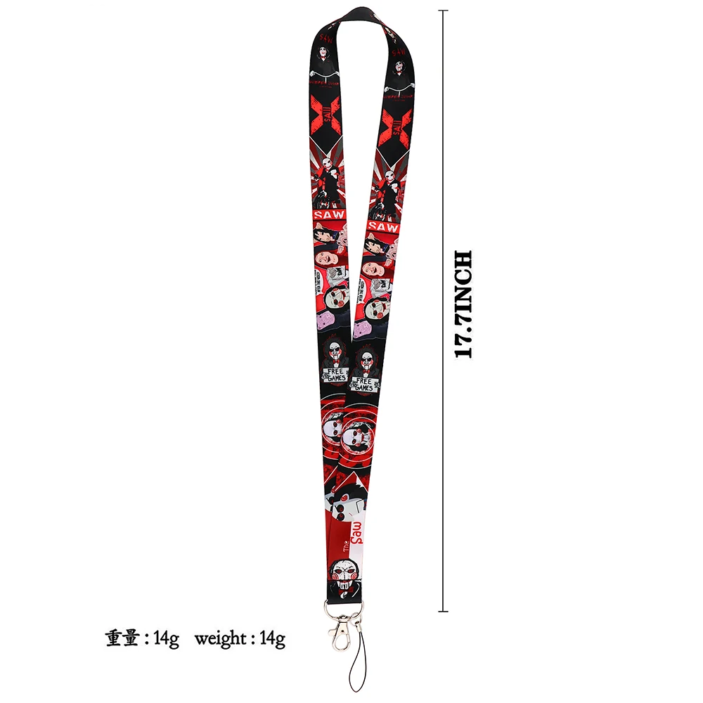 ER1814 Halloween Horror Killer Neck Strap Lanyards ID Badge Card Holder Keychain Phone Gym Strap Webbing Necklace Gift