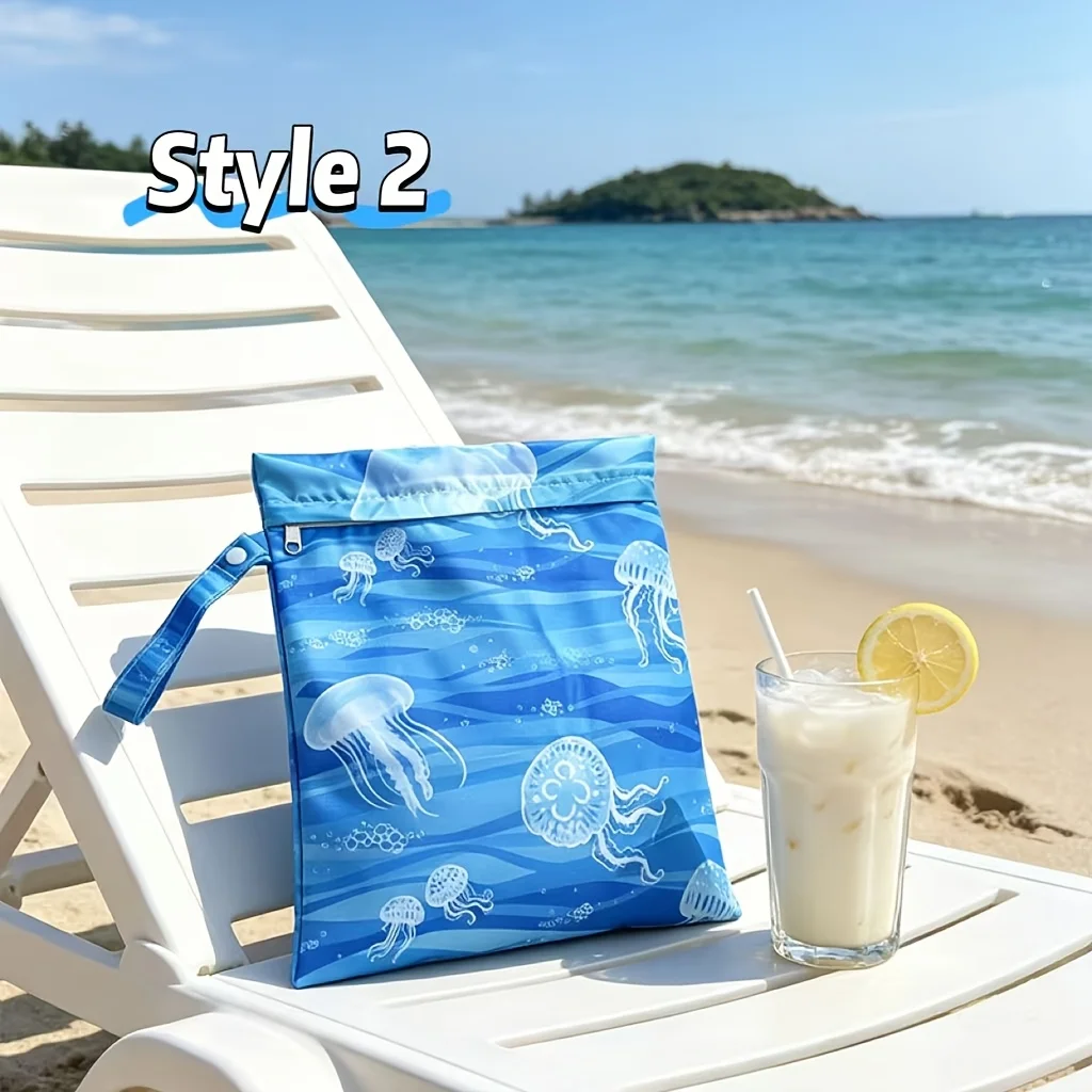 Waterproof Dry Wet Separation Bag Fashion Beach Zipper Bag for Travel Swim Pool Yoga Sportswear Cosmetics Lingerie Storage