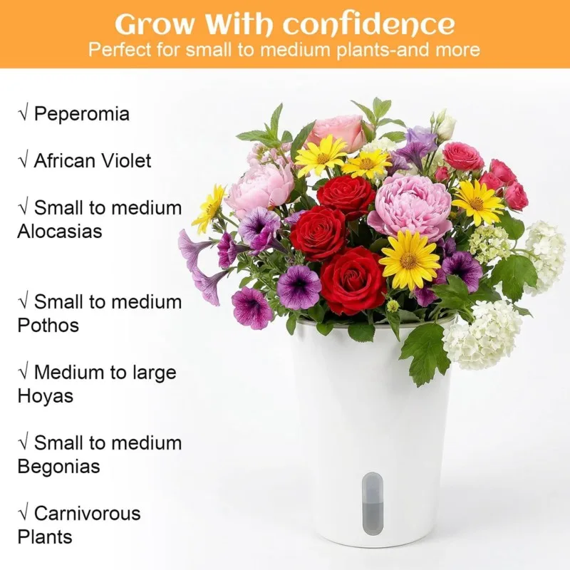 

Кашпо с автополивом AAAN, 4 дюйма, 8 комплектов, с индикатором уровня воды и вентиляционными отверстиями для всех комнатных растений и цветов.