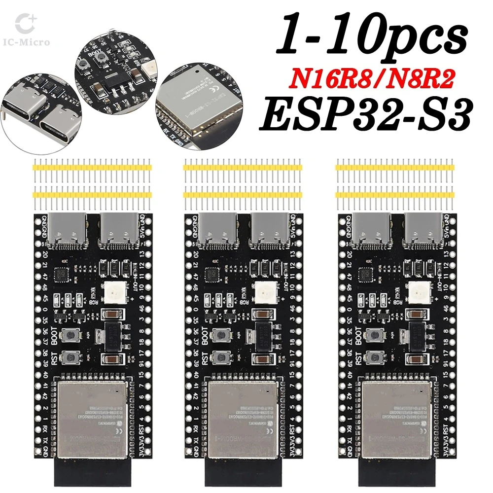 XZG 1-10PC ESP32-C3 ESP32-S3 Dual Type-C Development Board CORE Board ESP32-C3-DevKitM-1 ESP32-C3-MINI-1 ESP32-S3-DevKit C N16R8