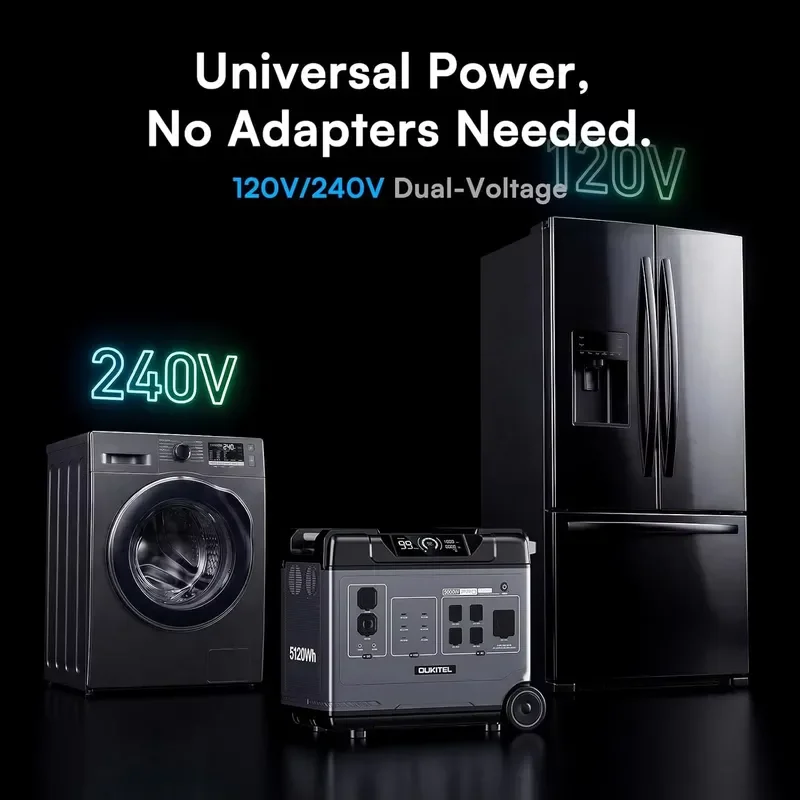 BOLRZO maximum power 10000W dual voltage 5000W mobile power station portable solar generator, can be expanded to 19.4kWh