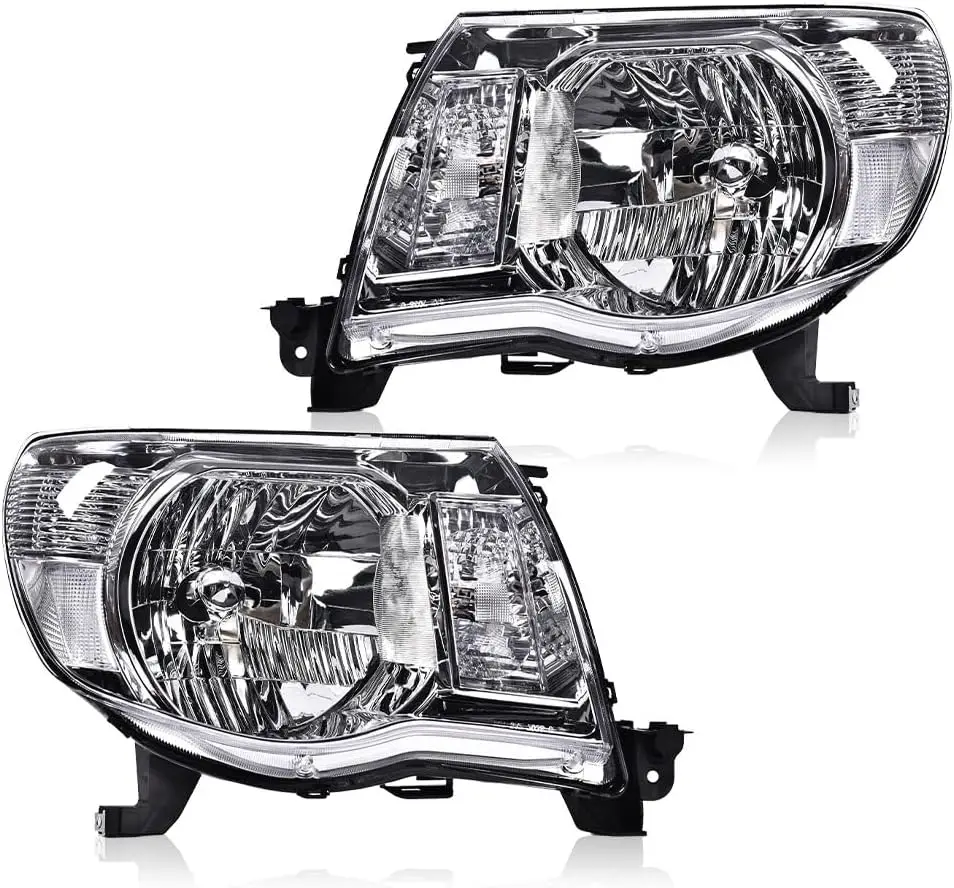 

Headlights Assembly Compatible with Toyota Tacoma 2005 2006 2007 2008 2009 2010 2011 Bumper Headlamp Clear lens Chrome Housing C