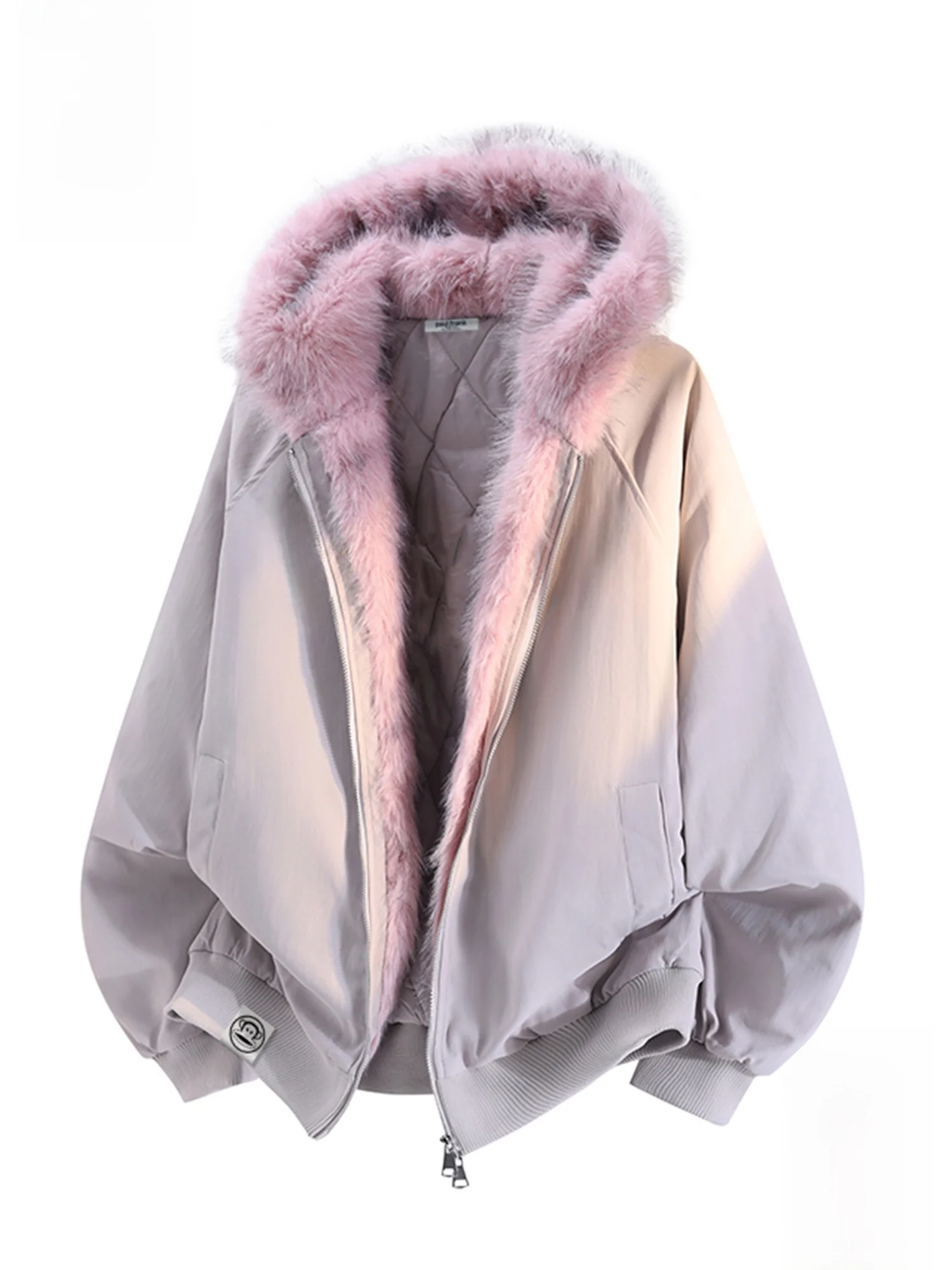 

Зимняя утепленная хлопковая куртка Paul Frank для мужчин с меховым воротником и капюшоном, молодежная модная теплая верхняя одежда с узором «Горный орел»