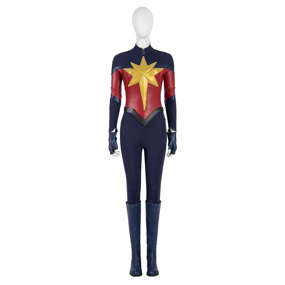 

Captain Carol Cosplay Costume Custom Made Heroine Top Pants Gloves New Superhero Outfit Halloween Masquerade Party Leather Suit