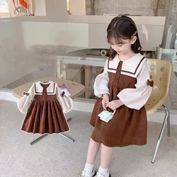 Lente Meisjes Jurk Voor Student School Uniform Nieuwe Kinderen Herfst Lange Mouwen Jurk Baby Kids Schattige Modieuze Kleding