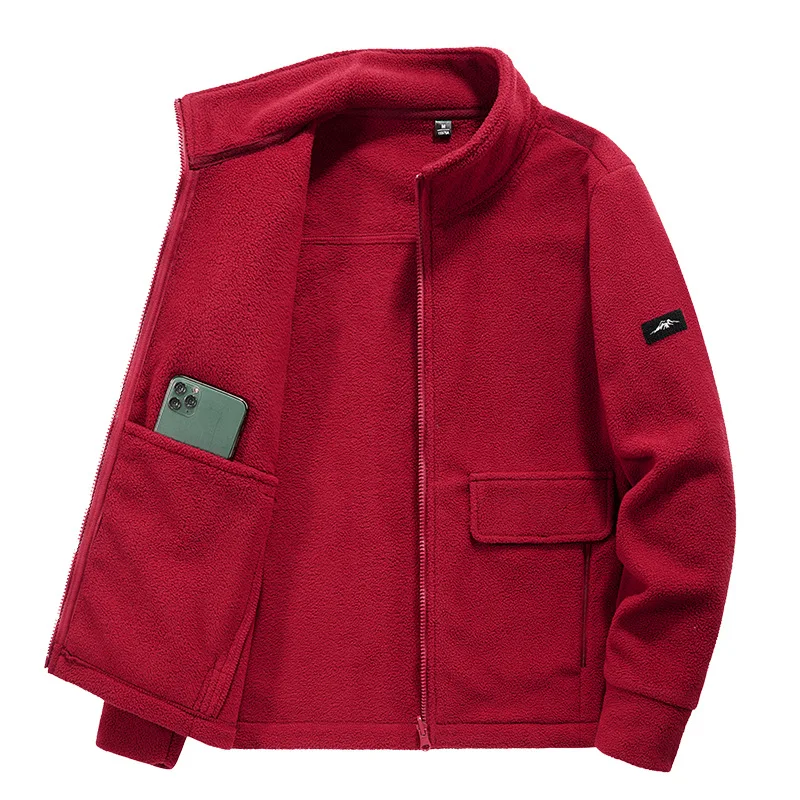 Fleece Jacket Warm Windproof Coat Men Women Outdoor Tops Sweatshirts Autumn Winter New Jacket Zipper Long Sleeve Stand-up Collar