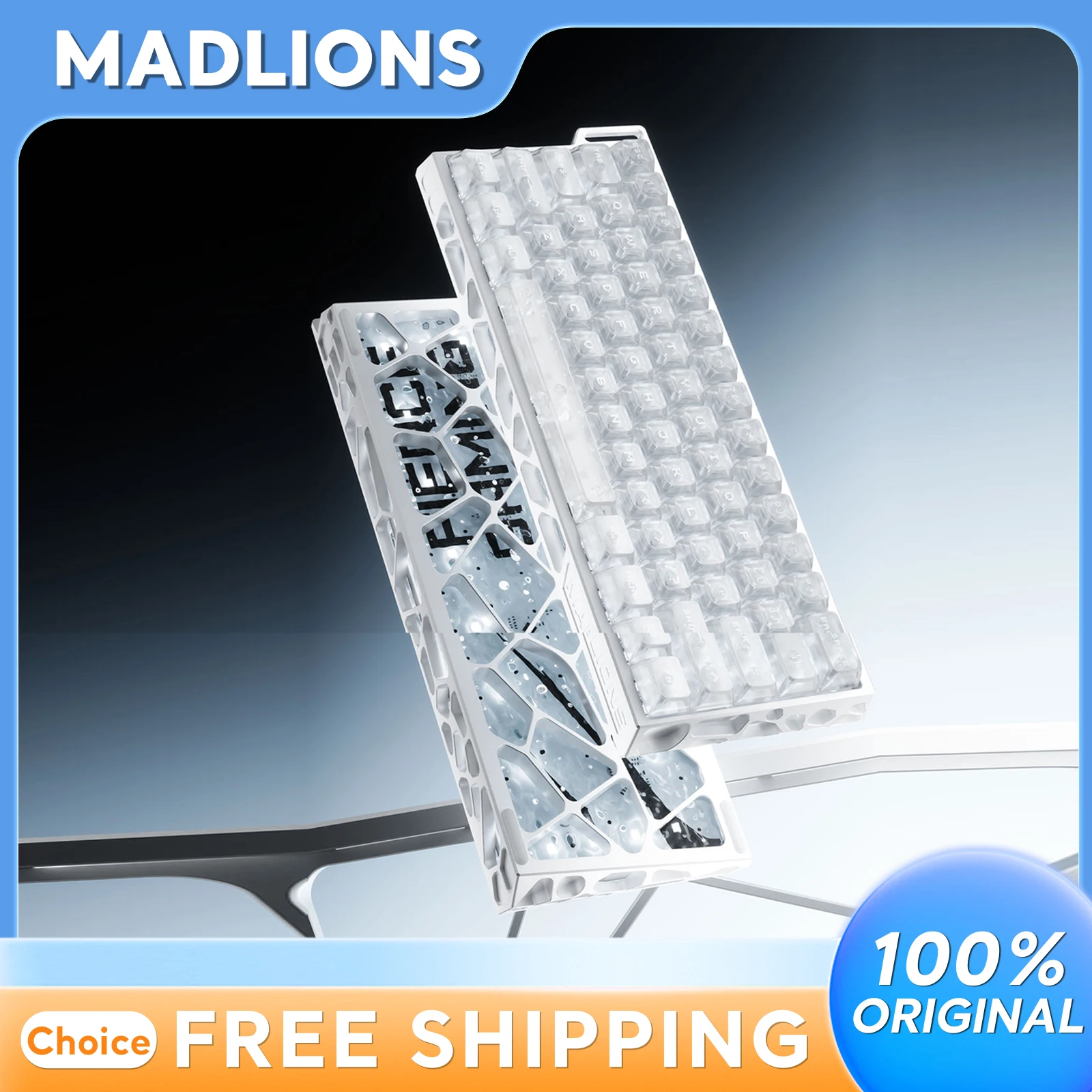 Madlions Mad Light60 Quattro Magnetic Switch Gaming Keyboard Wired 8K Full Aluminum Cnc Case Crystal Keycaps RGB Backlit Esports