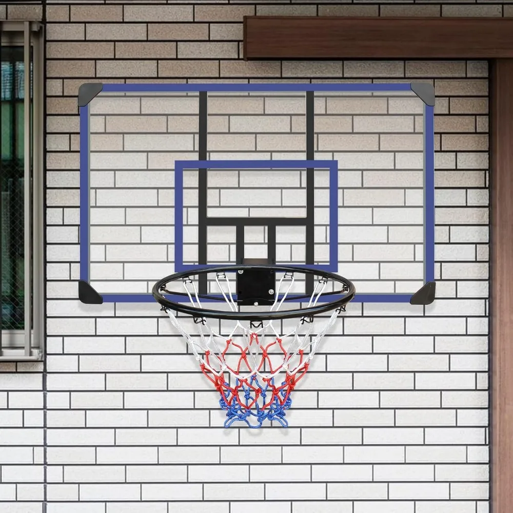 Canestro da basket pieghevole durevole per interni/esterni con tabellone infrangibile da 45"x29" e rete per tutte le stagioni
