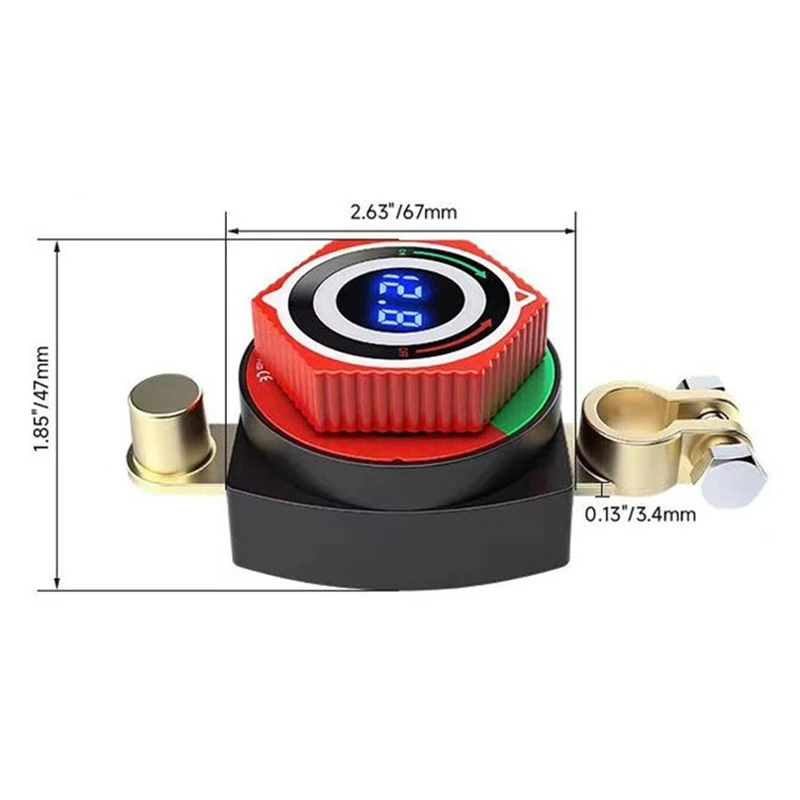 NCSMT Digital Battery Disconnect Switch with LED Voltmeter DC5-80V on/OFF Battery Cut Off Switch for Car,RV,Marine B