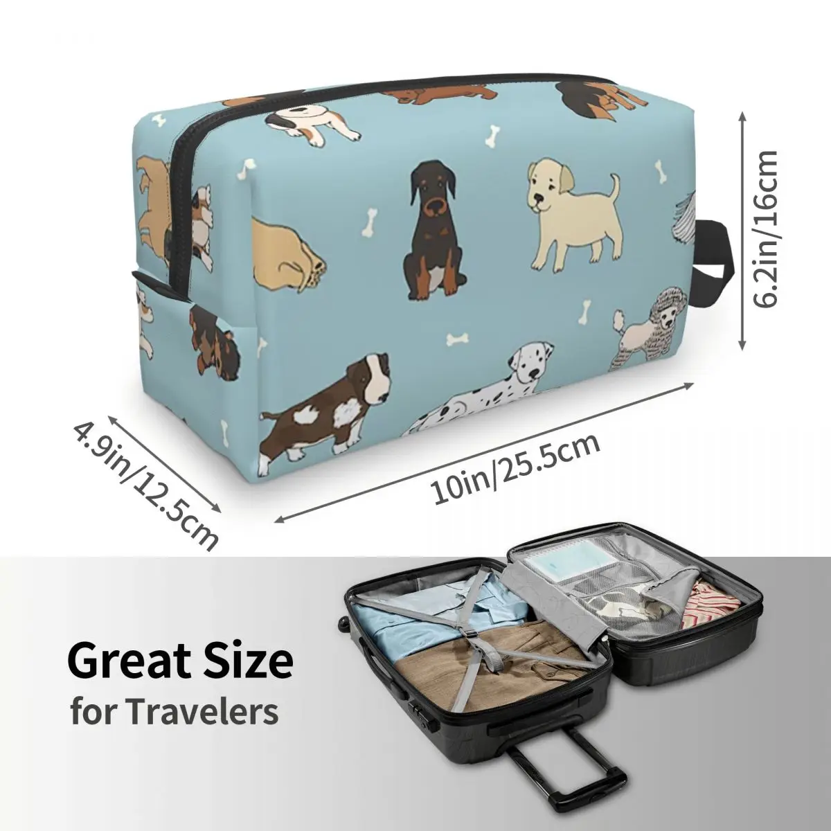 Puppy Dog Makeup Bag Cosmetic Organizer Storage Dopp Kit Toiletry Cosmetic Bag for Women Beauty Travel Pencil Case