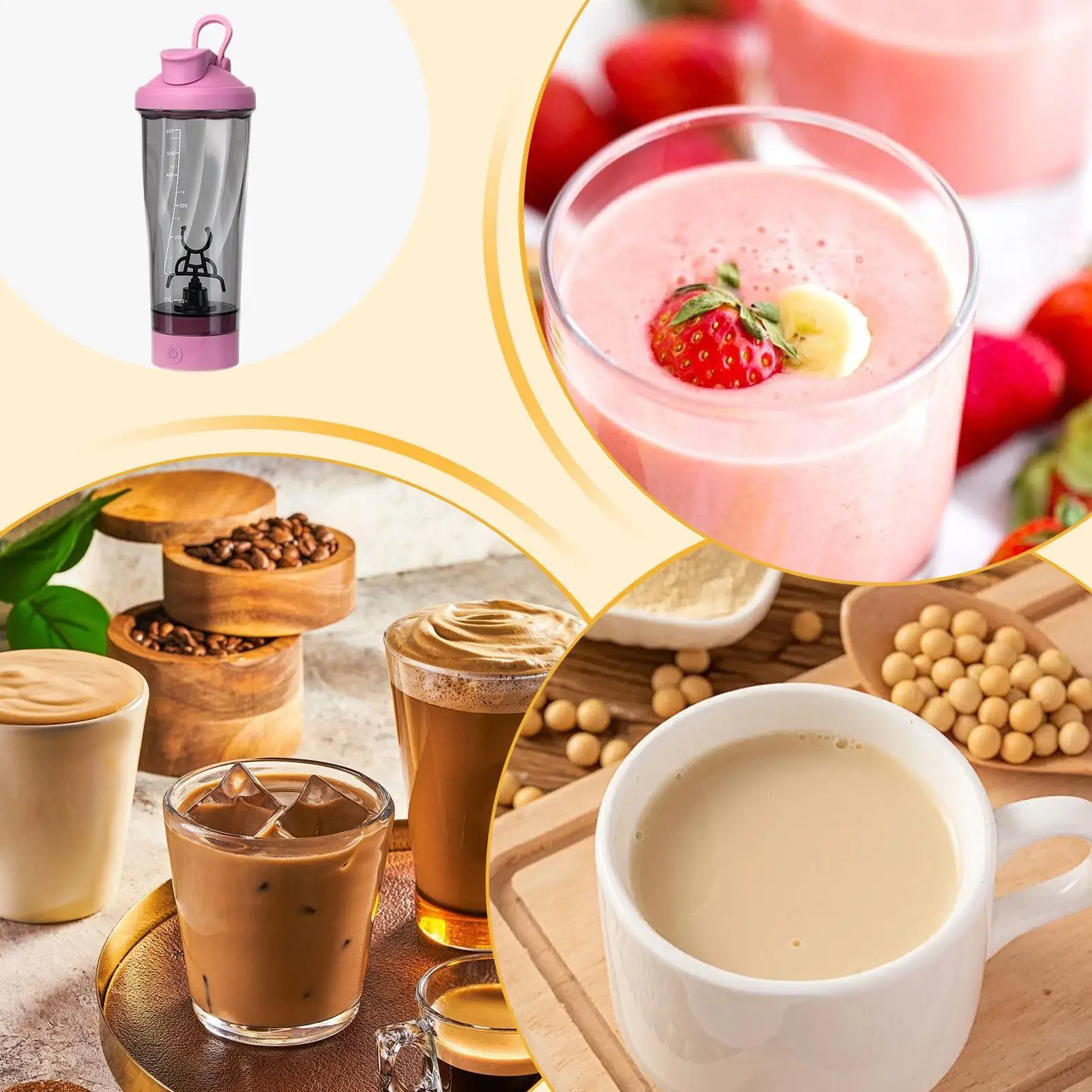 زجاجة هزازة البروتين الكهربائية المحمولة زجاجة خلط العصائر الكهربائية 700 مللي آلة خلاط قابلة للشحن للتخييم المطبخ #5