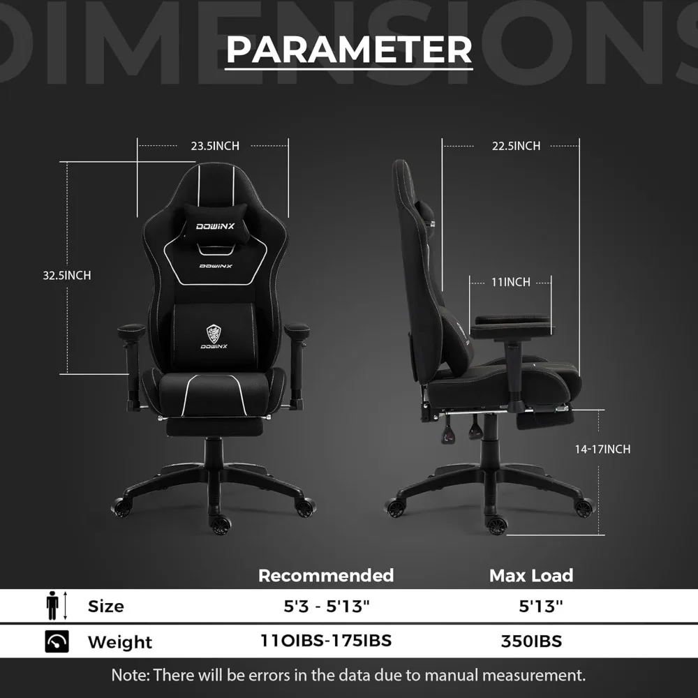 كرسي Dowinx Gaming Chair Tech Fabric مع وسادة زنبركية للجيب، كرسي كمبيوتر مريح مع دعم قطني للتدليك ومسند للقدمين، C #3