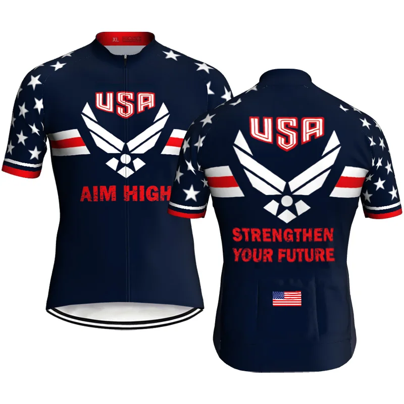 USA Team Sport Short Sleeve Jersey Jacket Cycling Clothes Bike Downhill Bicycle Wear Road Bib Arrival Tight Shirt Race Defined