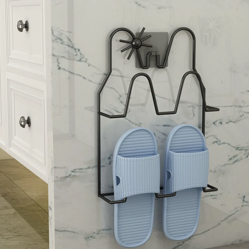 

Modern Bathroom Slipper Rack Metal Iron Art Shoe Hanger Multi-purpose Household Door Toilet Dormitory Wall Hanging Storage Shelf
