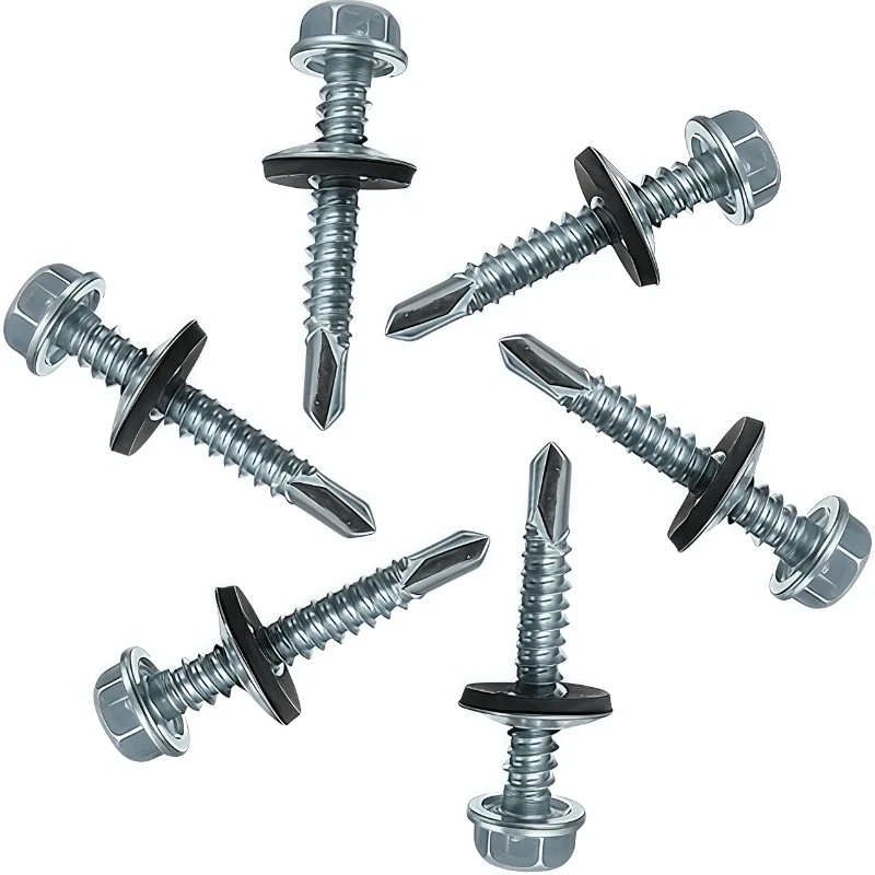 50pcs external Hex Self-tapping Screw M4.8x38 Hexagonal Head Cap screws with sealing rings waterproof rust-proof  roof screws