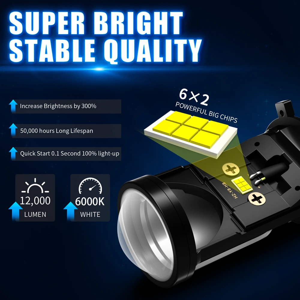 AILEO 2 PCS H4 LED Projector Headlight Bulbs 30000LM 120W LED H4 High Low Beam 6000K 4300K LHD RHD Car Headlight Bulbs